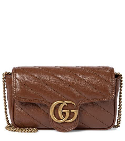 gucci marmont brown mini|Gucci Marmont mini shoulder bag.